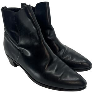 Vintage Handmade Black Leather Pull On Ankle Boots Spain with Shoe Tree - 7D